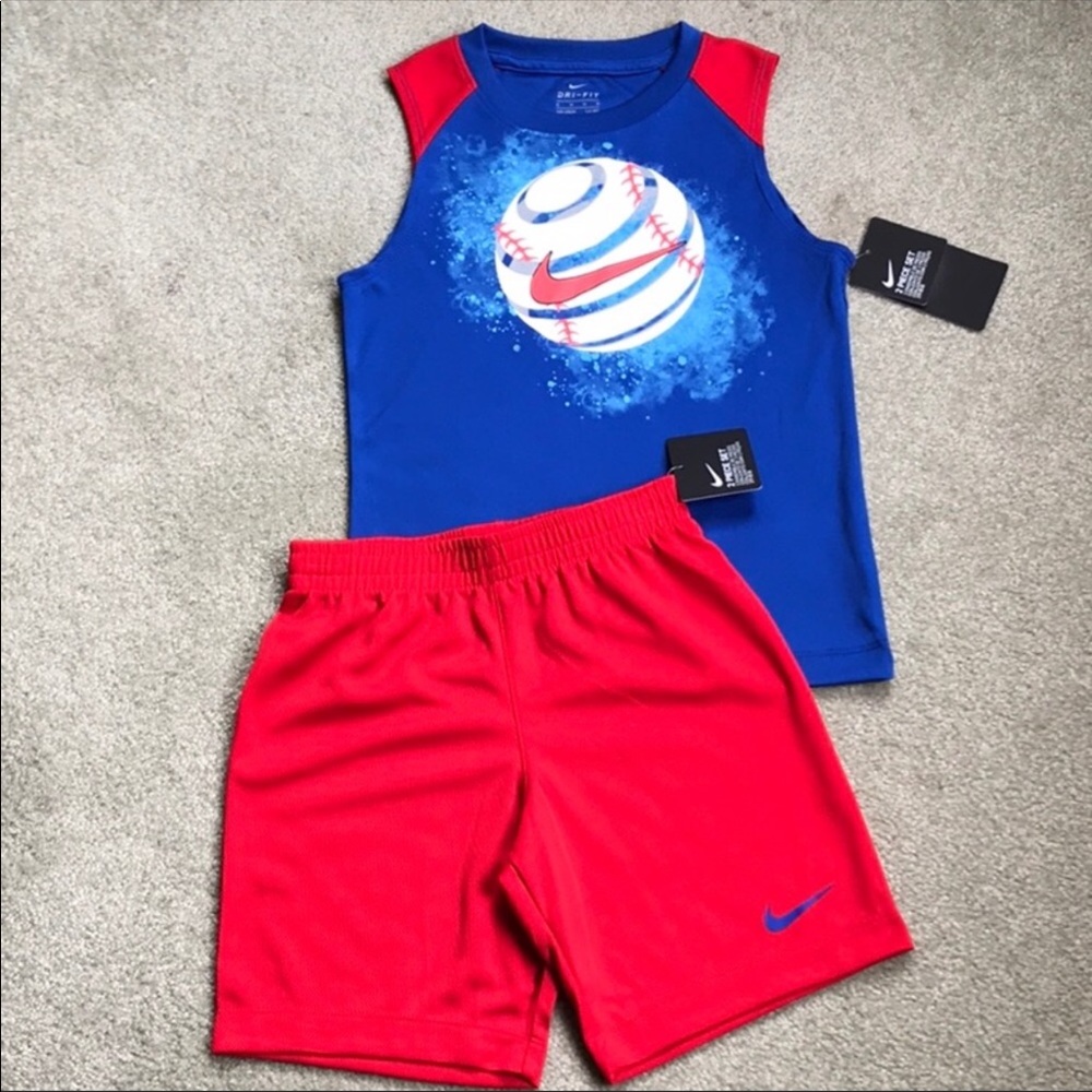 🔹NWT Nike boys set Baseball theme muscle tee & shorts